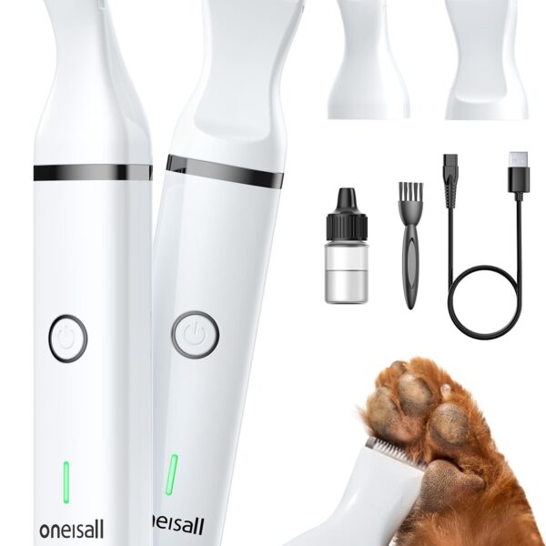 oneisall 2in1 Pfotentrimmer für Hunde & Katzen – Geräuscharm mit 2h Laufzeit