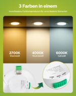 Fondiiz LED-Einbaustrahler 230V, 6W, 700LM – 12er Set mit 3 Farbtemperaturen für Badezimmer – Bild 2