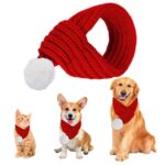ZTA Weihnachts-Haustierschal Rot Grösse S – Gestricktes Kostüm für Hunde & Katzen