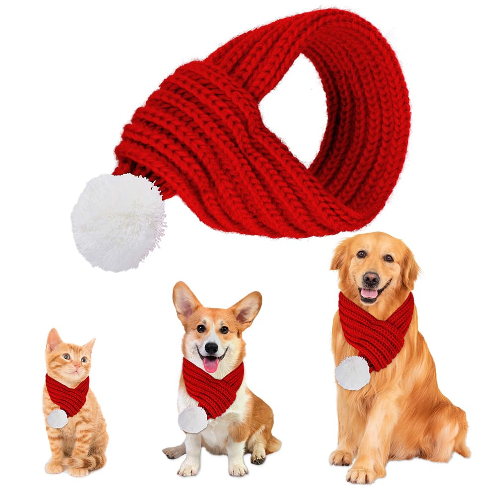 61mRT4Up-AL._SY1000_.jpg ZTA Weihnachts-Haustierschal Rot Grösse S – Gestricktes Kostüm für Hunde & Katzen – Bild 1