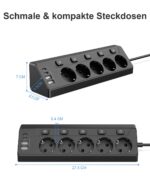 Vipwell Ecksteckdose 9in1 mit 5 Steckdosen & 4 USB (2x USB-C) – 3680W Steckdosenleiste mit Kindersicherung – Bild 7