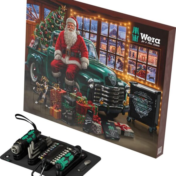 Wera Adventskalender 2026 – 24-teiliges Werkzeug-Set mit LED-Schraublampe