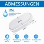 ANWIO LED Deckenleuchte 14W IP54 – Neutralweiss 4000K Ovalleuchte für Innen & Aussen (2er Set) – Bild 2