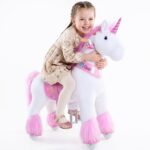 PonyCycle® Modell U Einhorn Rosa – Reit-Spielzeug für Kinder 4–7 Jahre mit Bremse