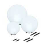 Esotec Solar-Leuchtkugeln 3er Set Ø20/30/40 cm – RGB LED mit 8 Std. Akkulaufzeit