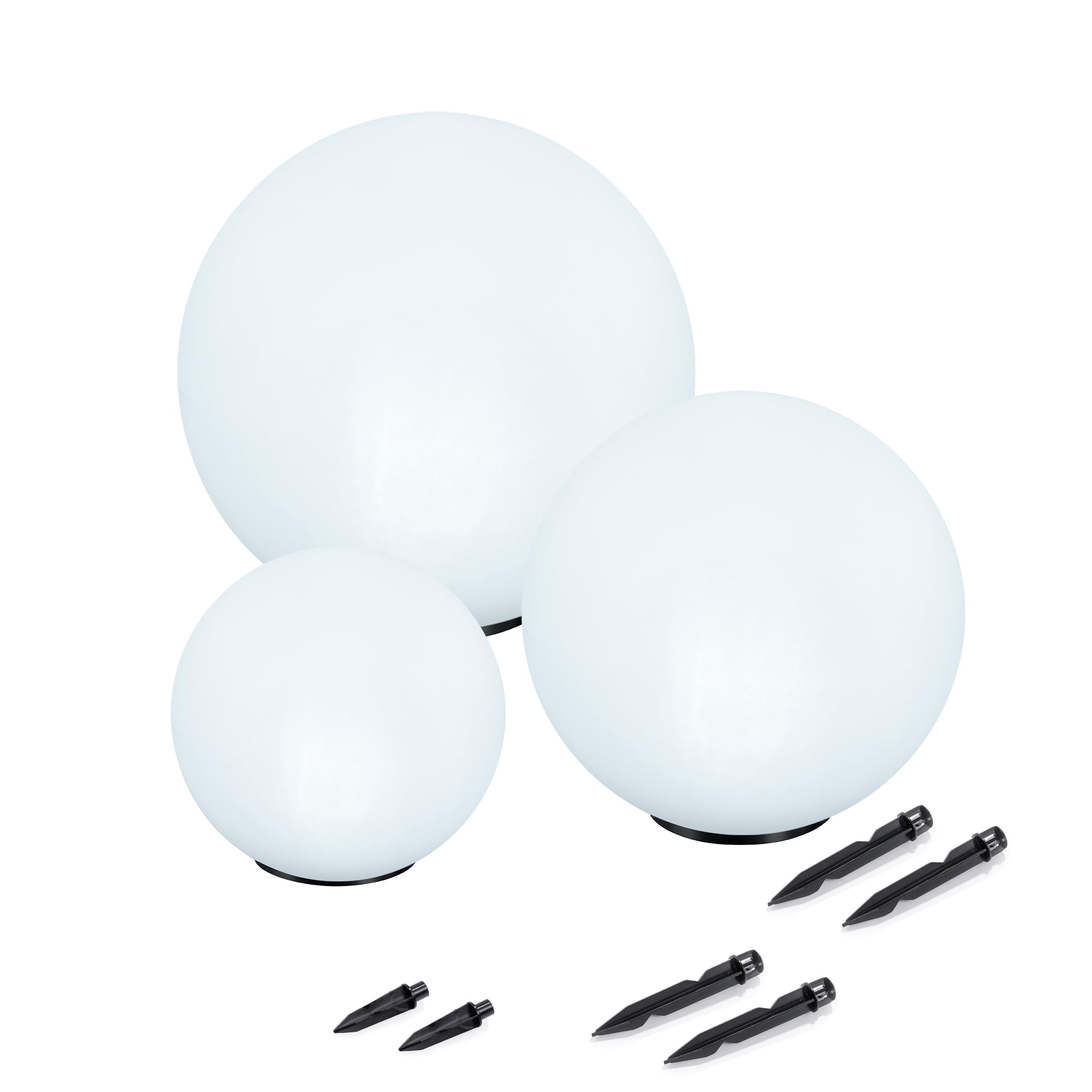 Esotec Solar-Leuchtkugeln 3er Set Ø20/30/40 cm – RGB LED mit 8 Std. Akkulaufzeit