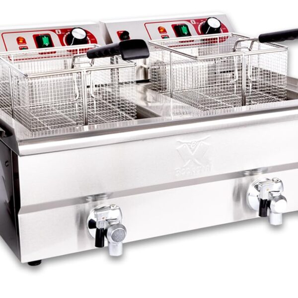 Beeketal BWF-132P Doppel Kaltzonenfritteuse – 2 x 13 Liter Profi Gastro Fritteuse Edelstahl