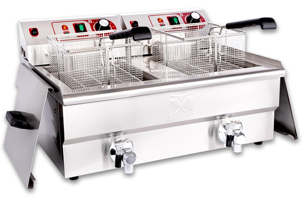 Beeketal BWF-132P Doppel Kaltzonenfritteuse – 2 x 13 Liter Profi Gastro Fritteuse Edelstahl