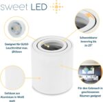 Sweet Led Aufbaustrahler Rund Ø80mm Weiß – Schwenkbar GU10 Deckenspot 230V – Bild 2