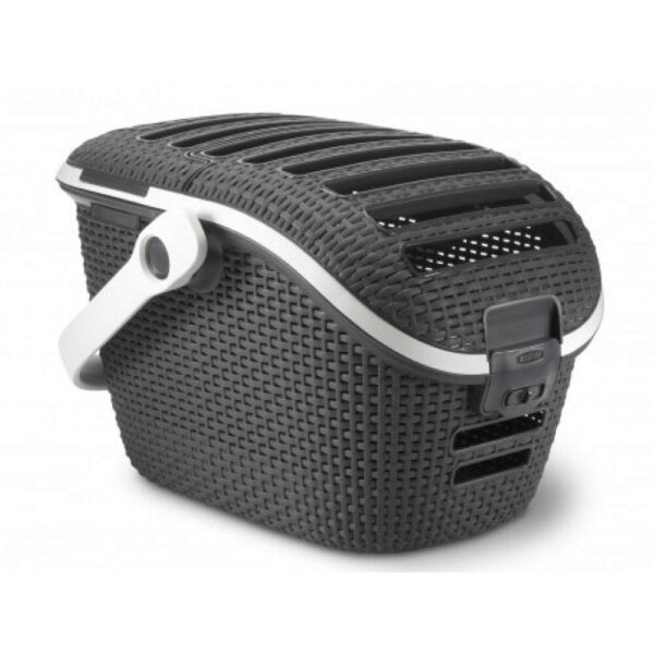 Curver Transportbox L Anthrazit – Rattan-Optik Tierbox mit Easy-Car-System