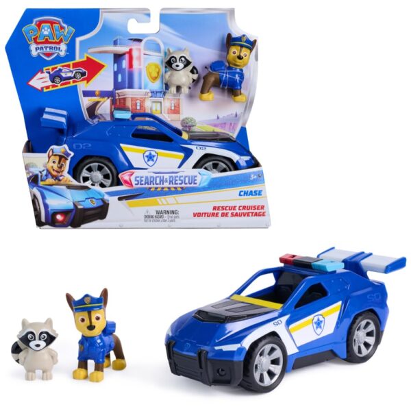 PAW PATROL Rescue Cruiser mit Chase & Waschbär – Polizei-Fahrzeug mit Rückziehmotor ab 3 Jahren