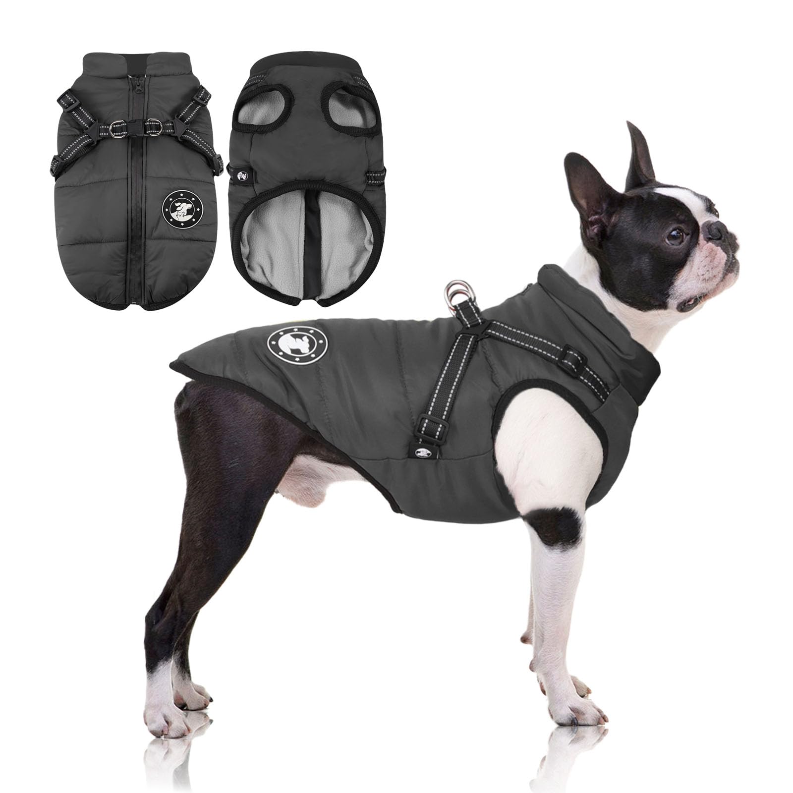 LUOWAN Hundemantel mit Geschirr – Wasserdicht & Warm für kleine Hunde