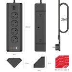 SUDEERY 4-Fach Ecksteckdose mit USB-C PD 20W & USB-A – Flachstecker 8 in 1 mit 2M Kabel – Bild 7