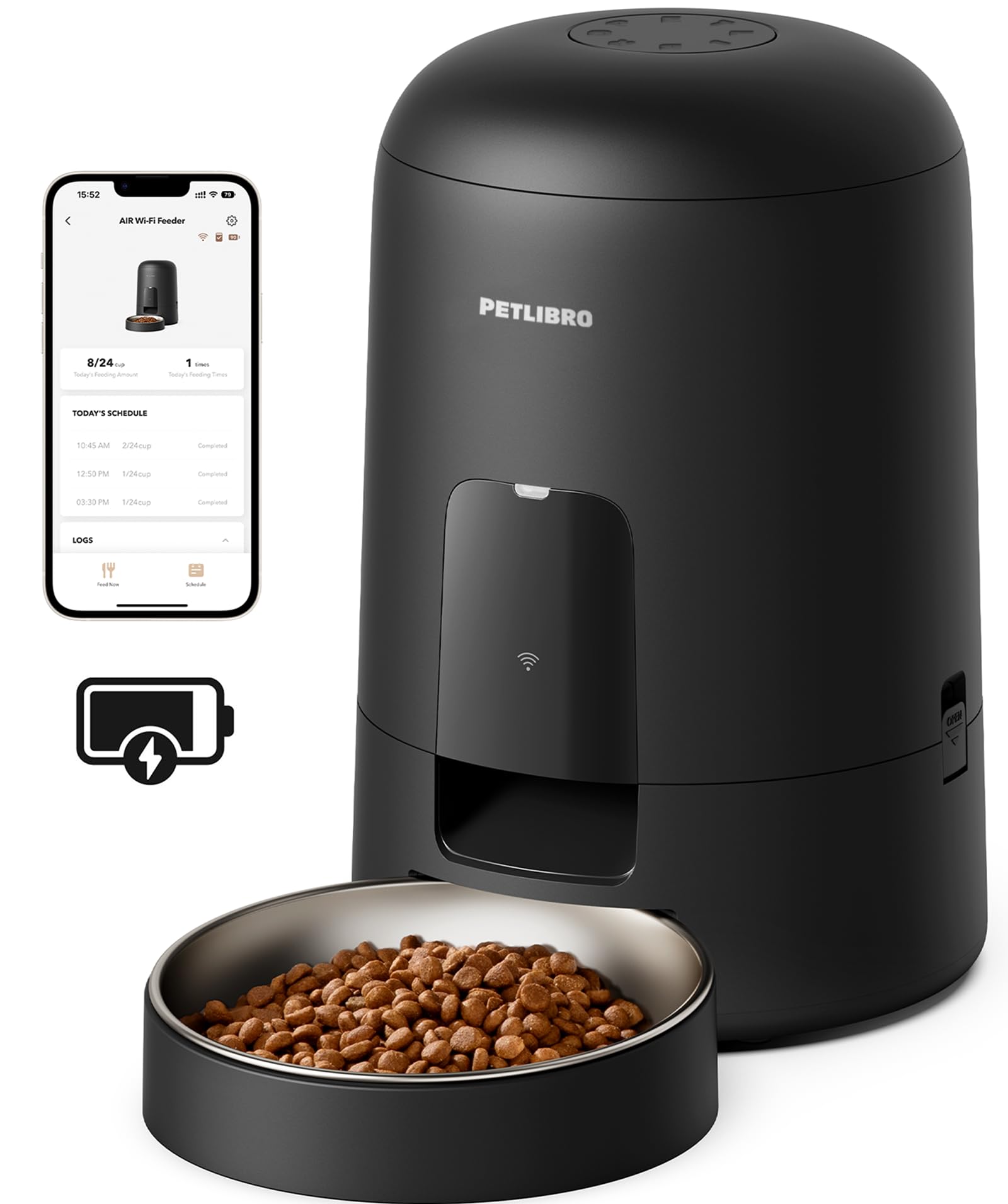 PETLIBRO Intelligenter Futterautomat Katze – WiFi & Akku, 2 Liter, APP-Steuerung