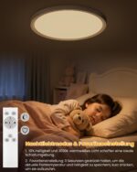 Forepin LED Deckenleuchte 30cm, 12W, 2600lm, dimmbar mit Fernbedienung – IP54 Wasserfest – Bild 3