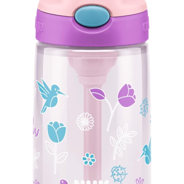 NUK Easy Straw Cup 420 ml – Auslaufsichere Trinkflasche mit Knopfdruck für Kinder ab 4 Jahren