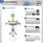 Wondlumi 6er Set GU10 Einbaustrahler 68-85mm Edelstahl gebürstet 360° schwenkbar – Bild 6