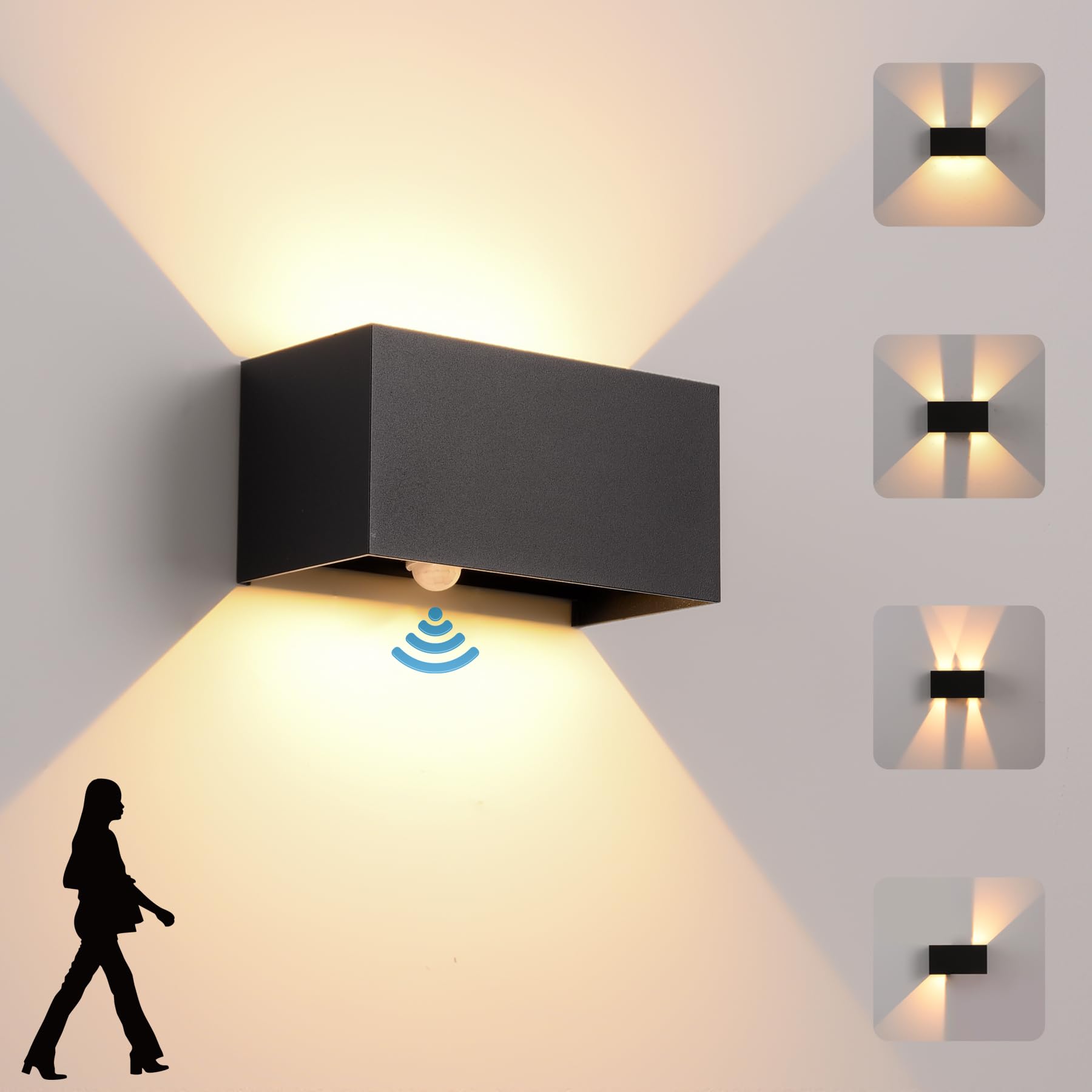 KUKAK LED Wandleuchte 24W mit Bewegungsmelder – IP65 Aussen- & Innenleuchte warmweiss
