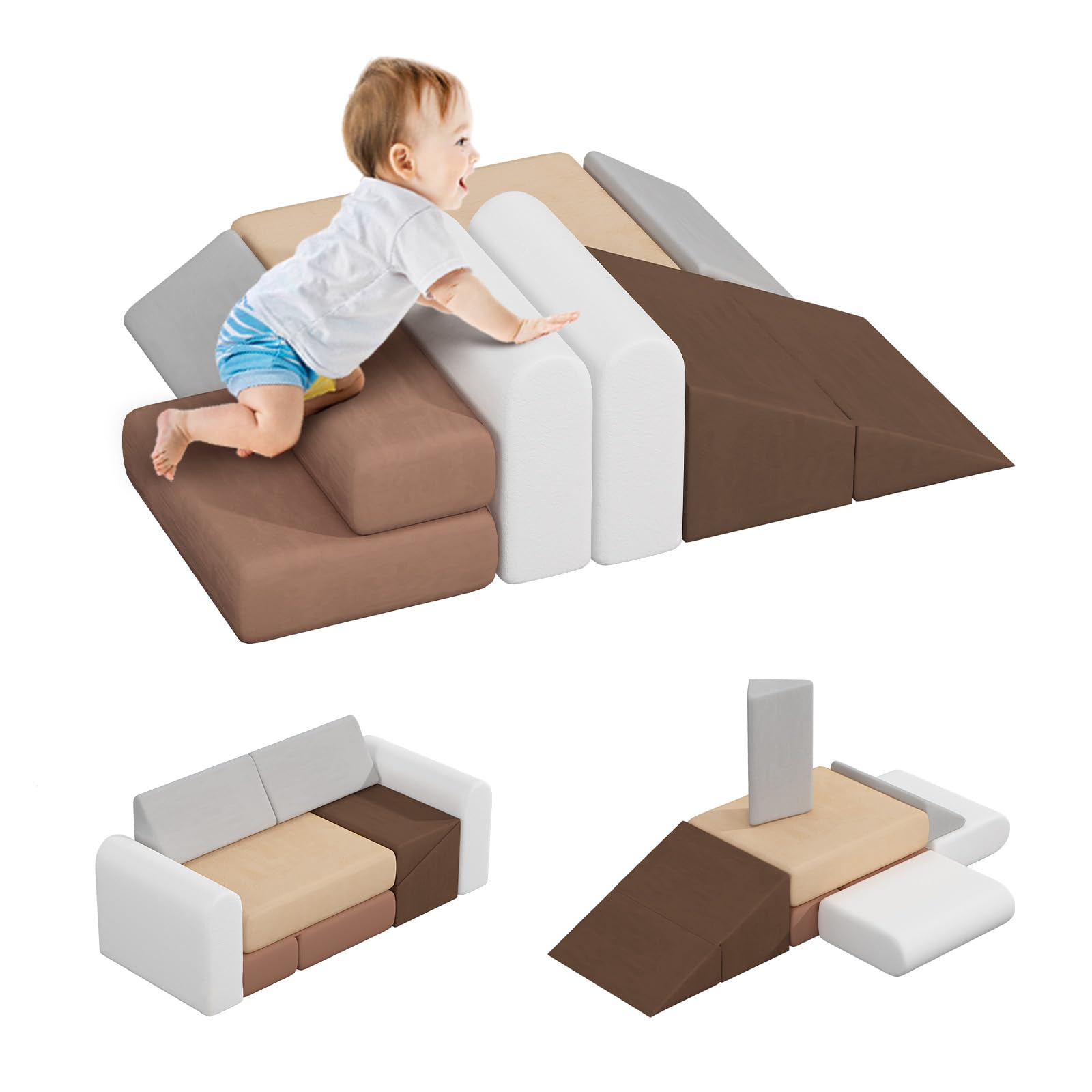 BanaSuper Schaumstoff Softbausteine XXL – 7er Set mit Rutschfester Unterseite für Kinder