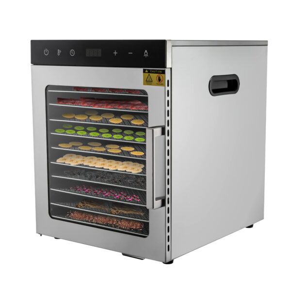 DeeDuud Dörrautomat 800W Edelstahl – Temperaturregler & 24h Timer für Gemüse, Obst & Fleisch