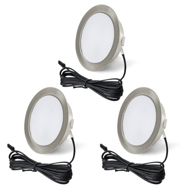 URing 3er Set LED Einbaustrahler 12V 3,5W Warmweiss – Flache Möbelleuchten für Küche & Möbel