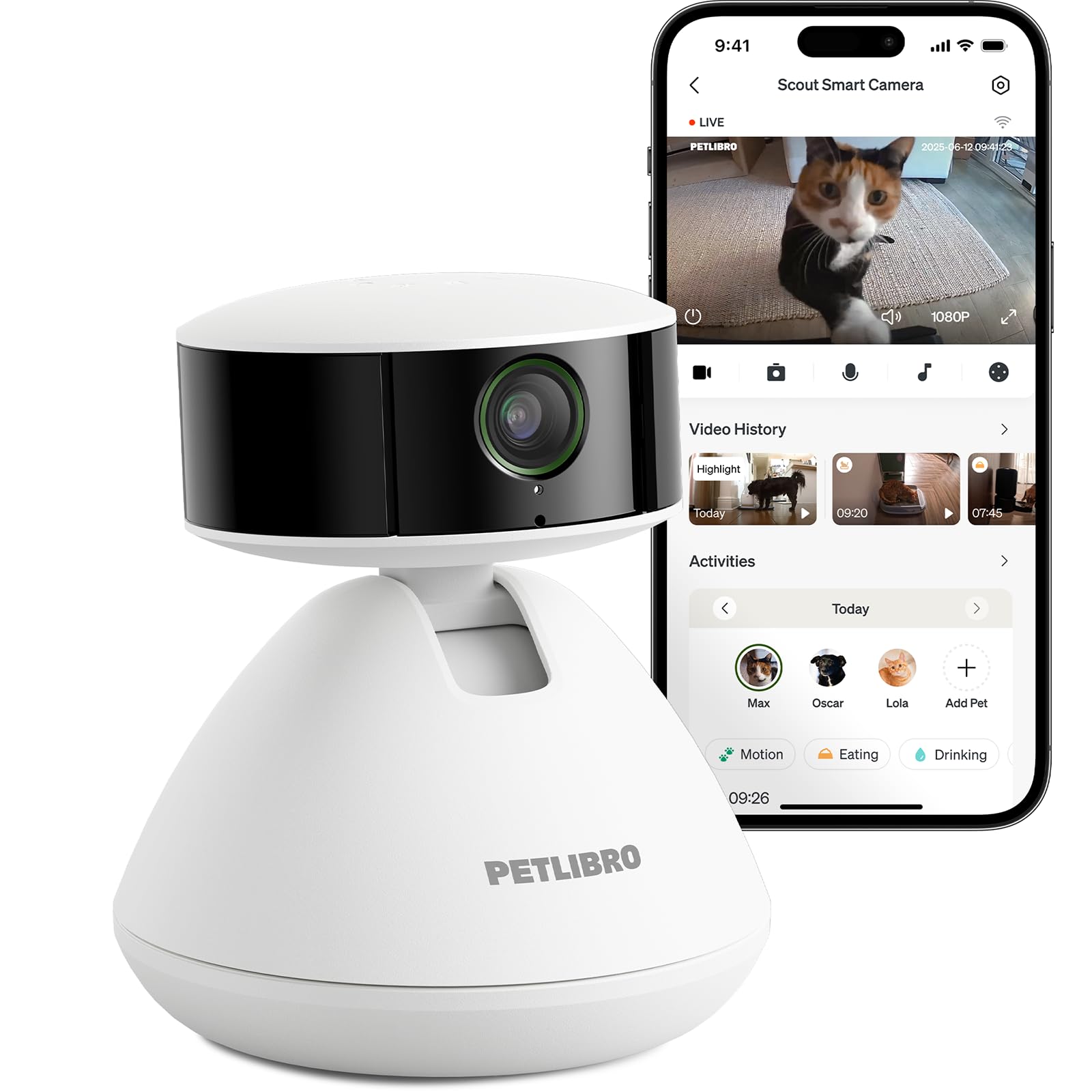 PETLIBRO Haustierkamera 1080p HD mit KI – 360° Überwachung für Hunde & Katzen