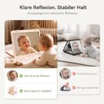 WOODEN TEETHER Baby Spiegel Montessori – Doppelseitiges Spielzeug für Neugeborene 0-12 Monate – Bild 2