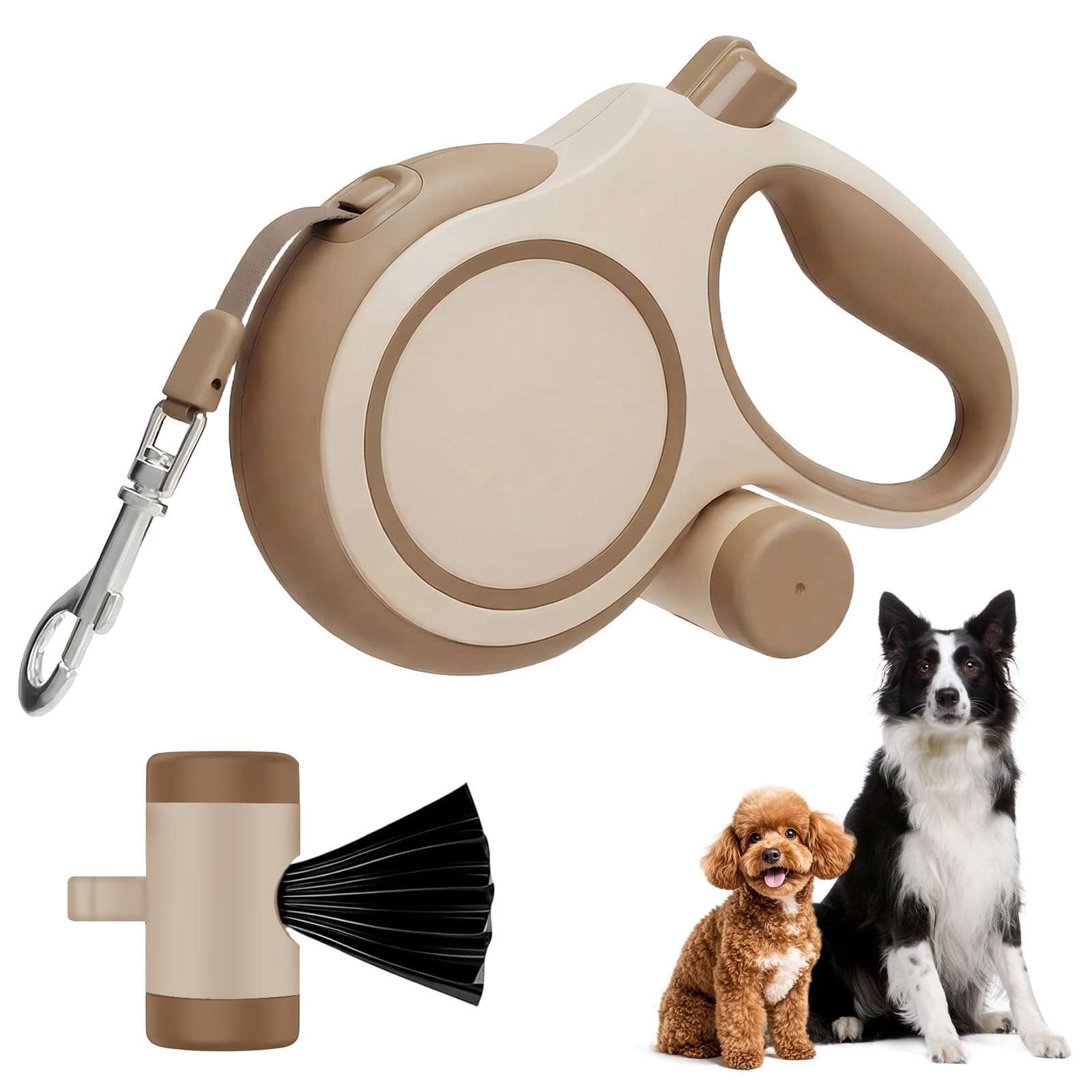 Ecofocet 8m Rollleine für Hunde bis 50kg – Einziehbare Hundeleine mit Anti-Verwicklung & Kotbeutelhalter