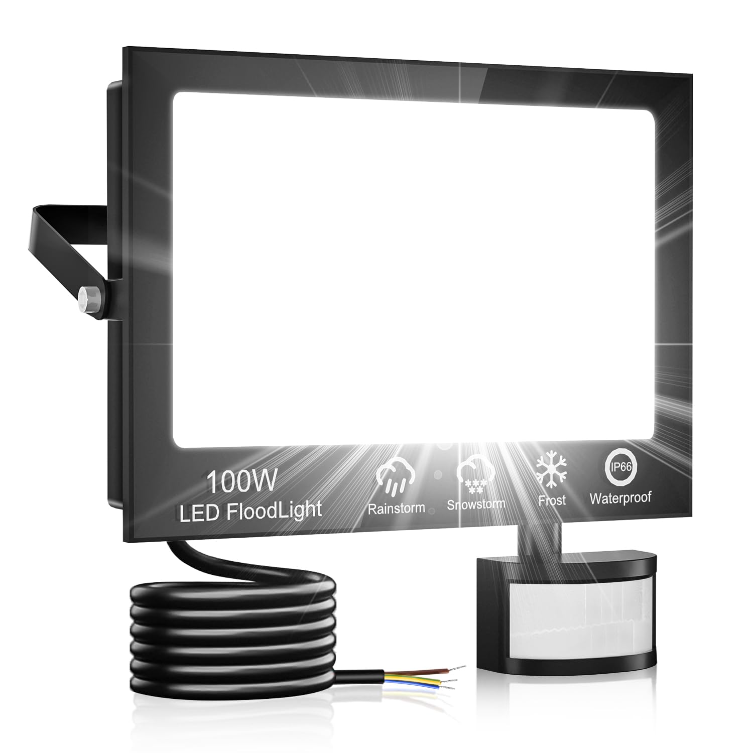 100W LED Strahler mit Bewegungsmelder – 10000 Lumen Aussenstrahler IP66 für Garten & Hof