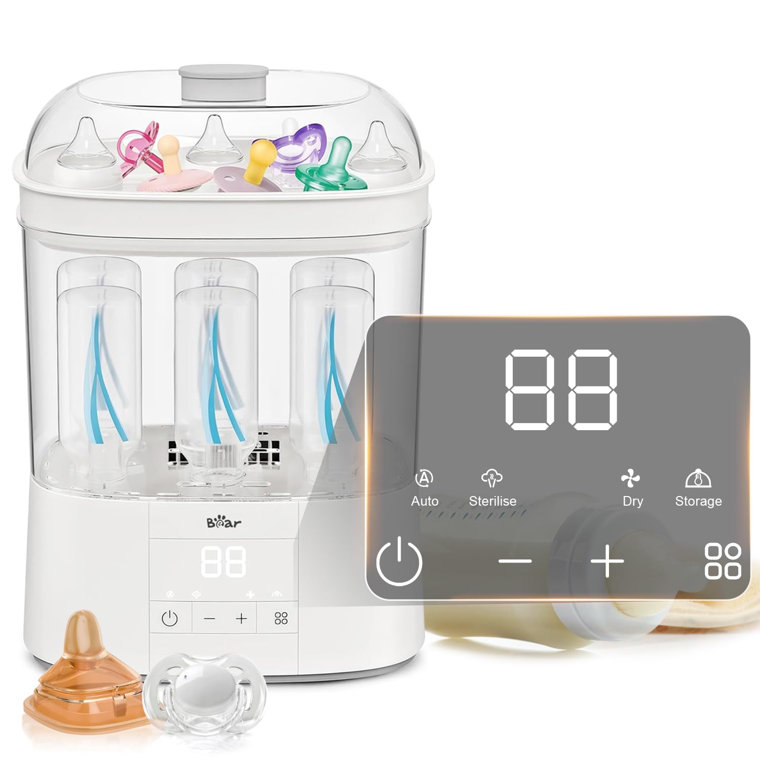 Bear 4-in-1 Babyflaschen-Sterilisator mit Trocknung – 48h Lagerfunktion