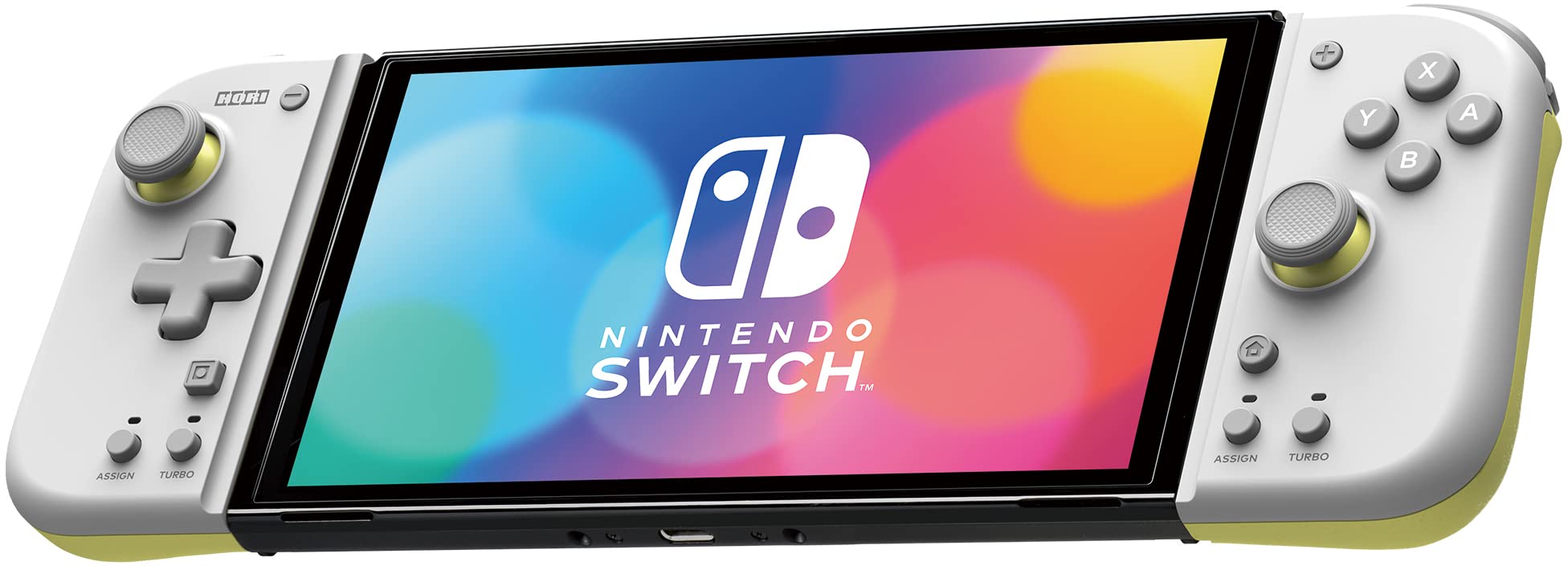 HORI Split Pad Compact Hellgrau x Gelb – Ergonomischer Nintendo Switch Controller
