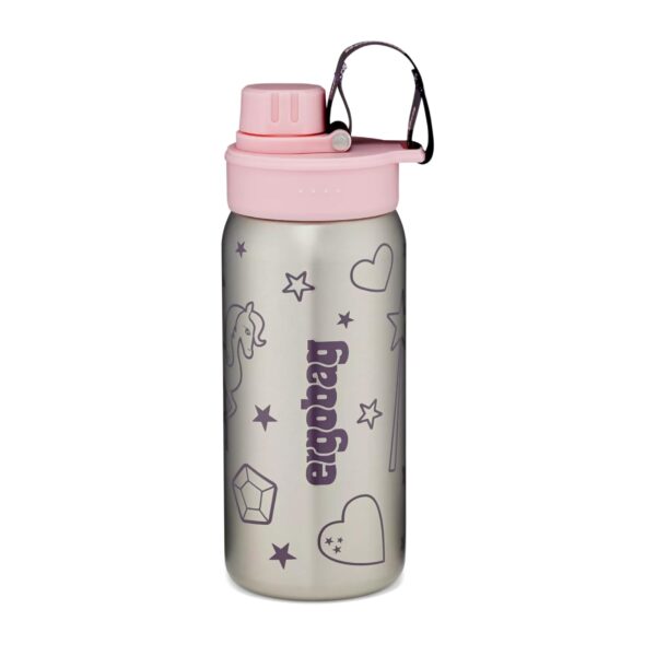 ergobag Edelstahl Trinkflasche 500 ml Rosa – Auslaufsicher & Spülmaschinenfest für Kinder