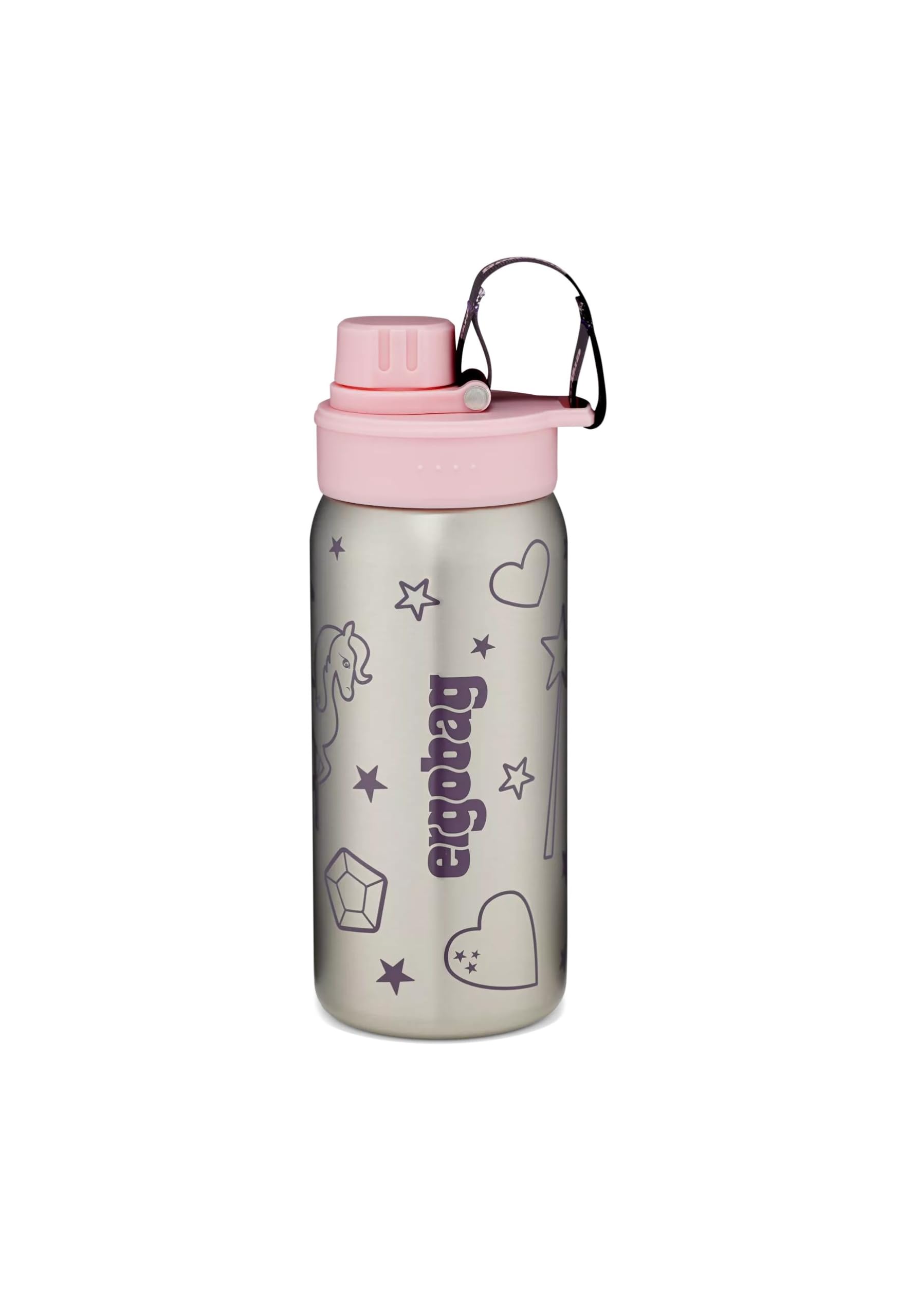 ergobag Edelstahl Trinkflasche 500 ml Rosa – Auslaufsicher & Spülmaschinenfest für Kinder