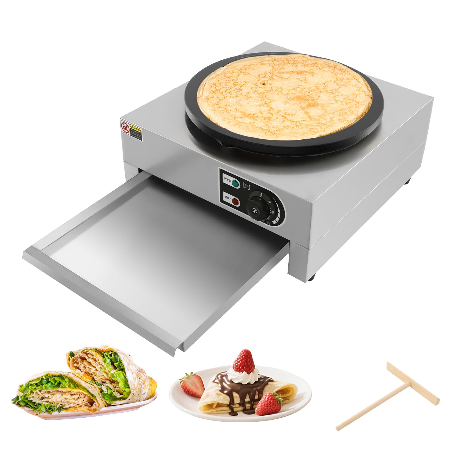 TONFEION Crêpes Maker 40cm – Profi Crepesgerät 3000W mit Antihaftplatte für Restaurants