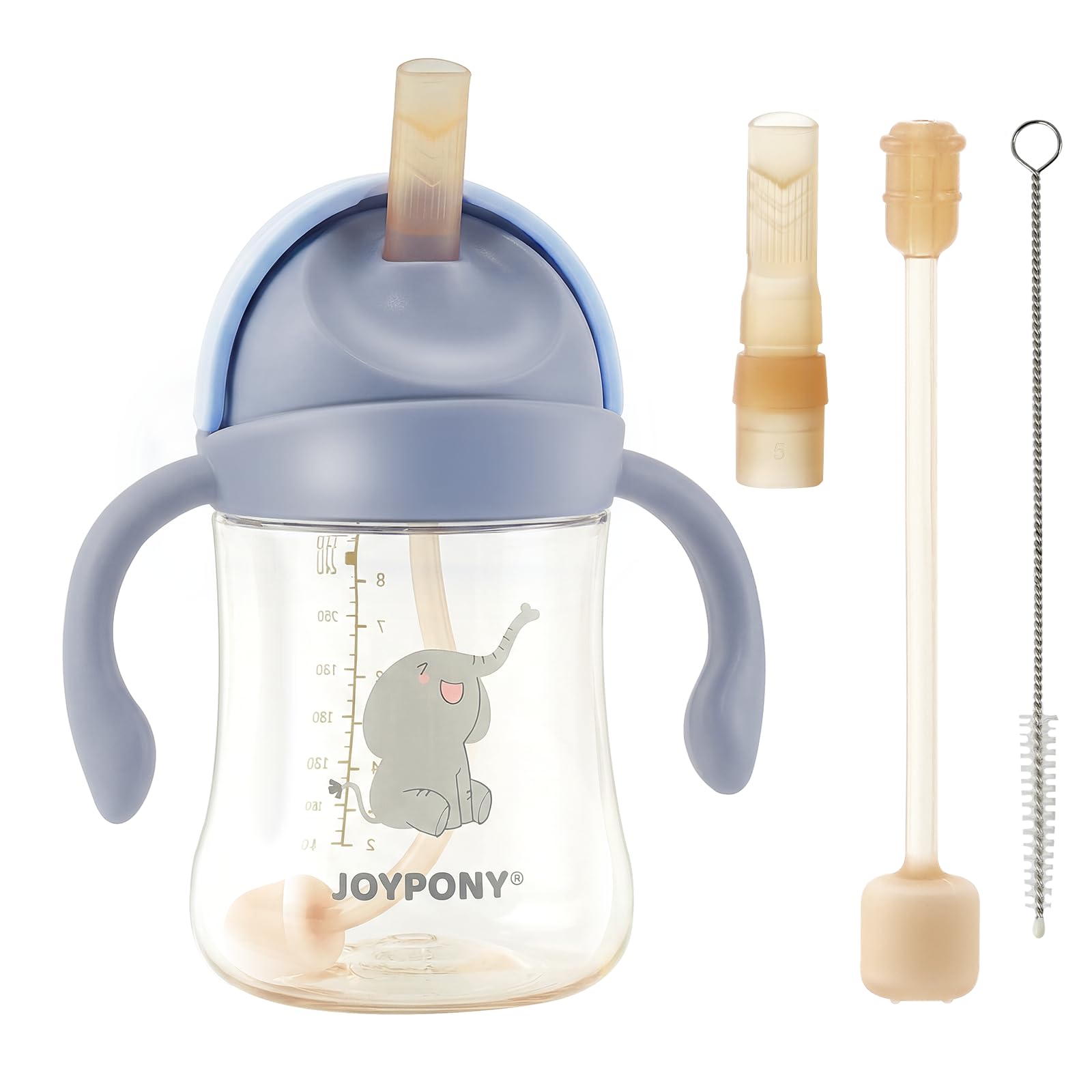 Joypony PPSU Trinklernbecher 266ml mit Strohhalm – Auslaufsicher ab 6 Monate