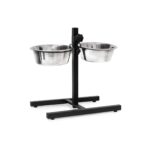 Relaxdays Futterstation Hund M – Höhenverstellbarer Doppelnapf Edelstahl 1,6 l