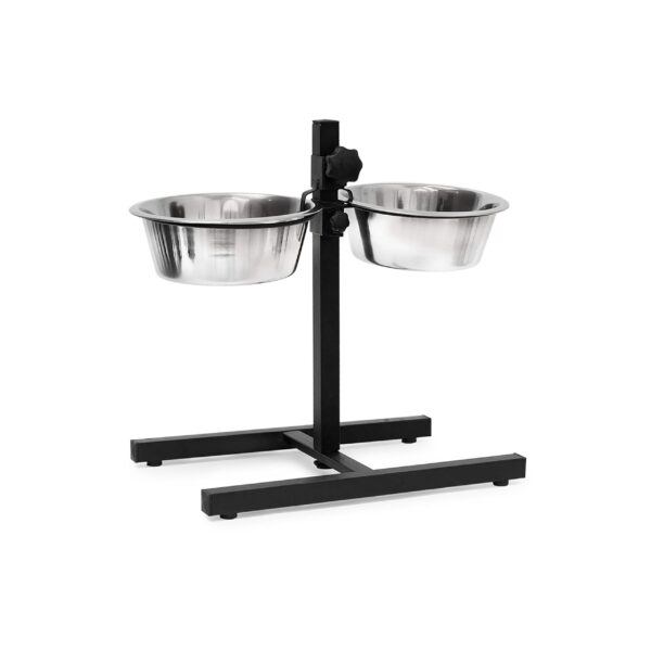 Relaxdays Futterstation Hund M – Höhenverstellbarer Doppelnapf Edelstahl 1,6 l