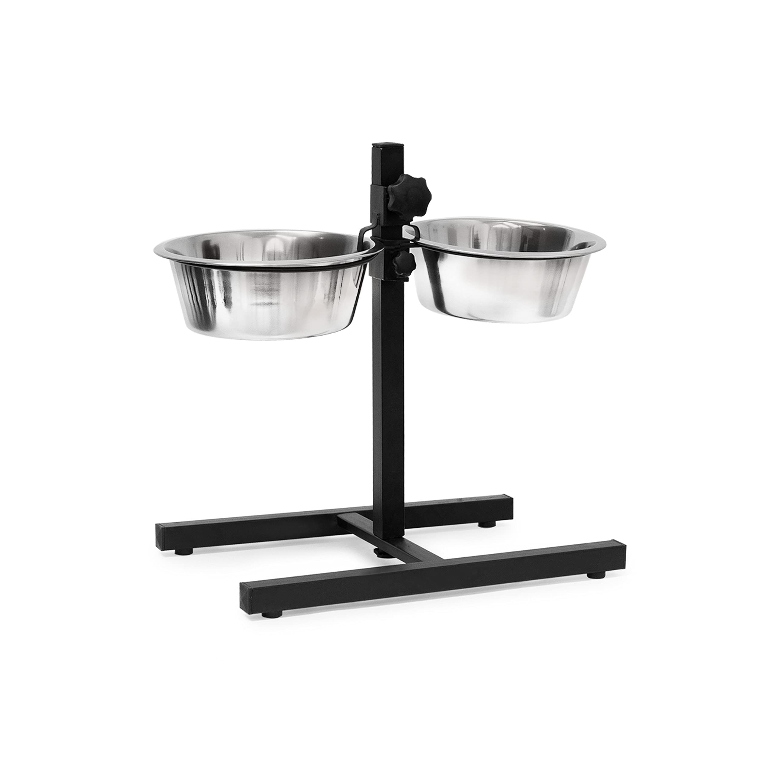 Relaxdays Futterstation Hund M – Höhenverstellbarer Doppelnapf Edelstahl 1,6 l