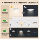 Yesenlight LED Deckenlampe mit PIR Bewegungsmelder 18W 1800lm – Ø22cm CCT 2700K–6500K – Bild 3