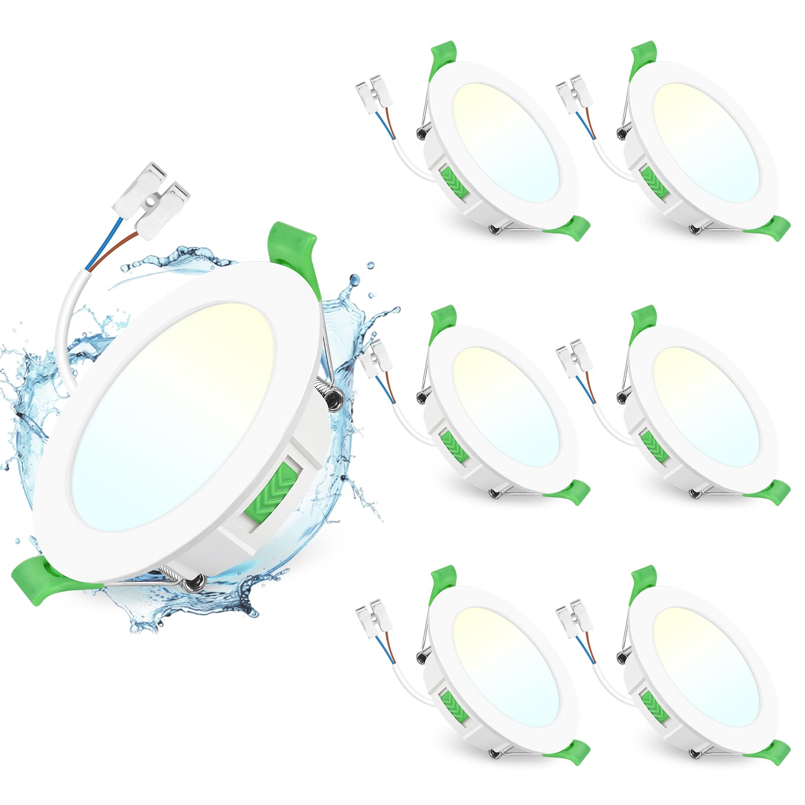 GeyouLux LED-Einbaustrahler 6er Set, 7W 700lm Dimmbar – Flache Deckenspots für Bad & Küche