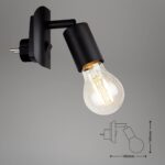 BRILONER Steckerleuchte mit Schalter – E27 Leselampe Bett Schwarz Metall – Bild 5