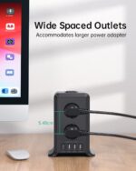 Sameriver 12-in-1 Steckdosenleiste mit 8 AC & 4 USB – Überspannungsschutz für Büro & Zuhause – Bild 7