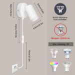 TaFiCo 2er Wandlampe GU10 mit Schalter & Stecker – 350° drehbar für Wohnzimmer & Schlafzimmer – Bild 5