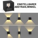 ChangM LED Wandleuchte 7W Schwarz – IP65 wasserdicht mit verstellbarem Abstrahlwinkel (2er-Set) – Bild 6