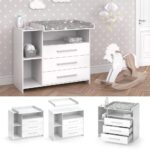Vicco Wickelkommode Oskar 113x100 cm Weiss – Wickeltisch mit 3 Schubladen & abnehmbarem Aufsatz – Bild 5