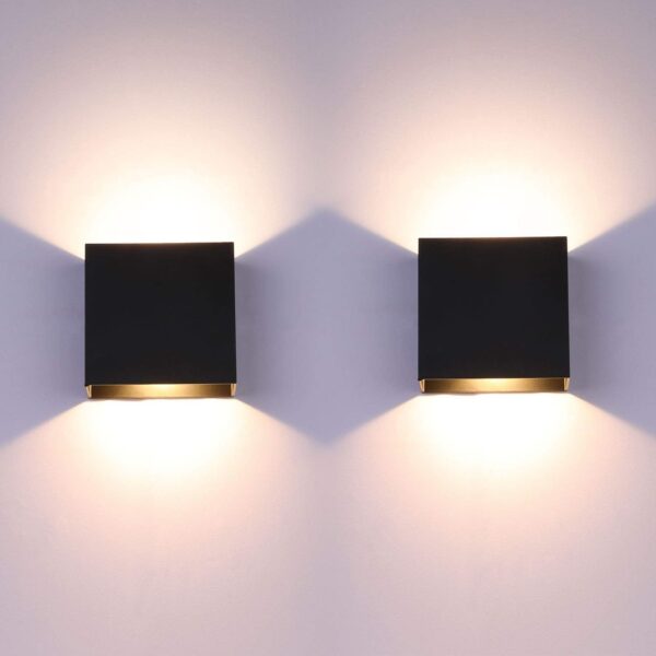Glighone LED Wandleuchte 2er Set Schwarz 6W 3000K – Up & Down Beleuchtung für innen
