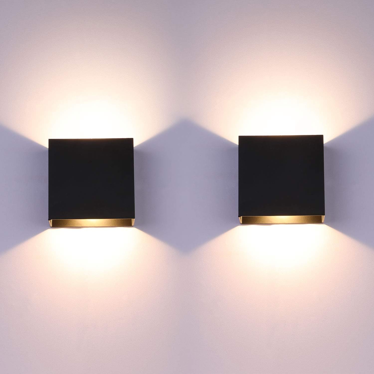 Glighone LED Wandleuchte 2er Set Schwarz 6W 3000K – Up & Down Beleuchtung für innen