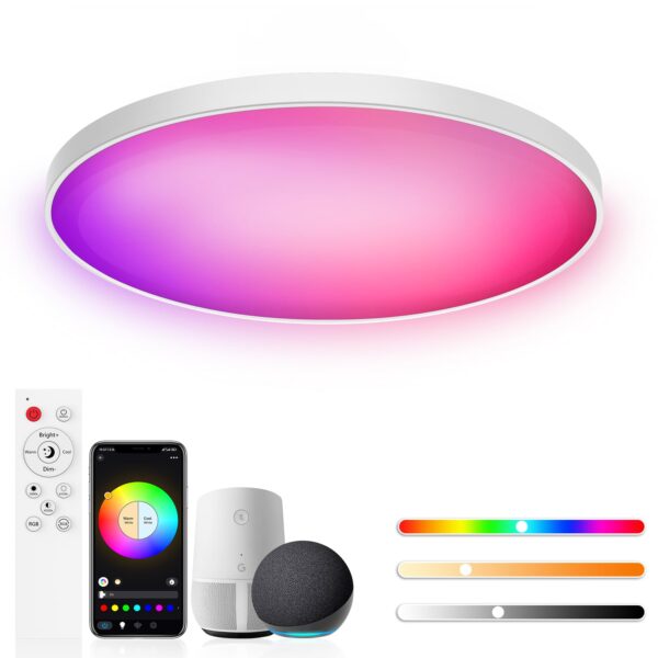 Gaethra LED Deckenleuchte 30W Rund – RGB & Dimmbar mit Alexa & App-Steuerung