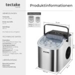 tectake® Eiswürfelmaschine Arctic – 12 kg/24h, 2 Grössen, Selbstreinigung für Zuhause – Bild 2