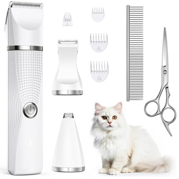 Bautrium Leise Katzenschermaschine Set – Profi-Fellpflege mit 3 Aufsätzen & USB-C